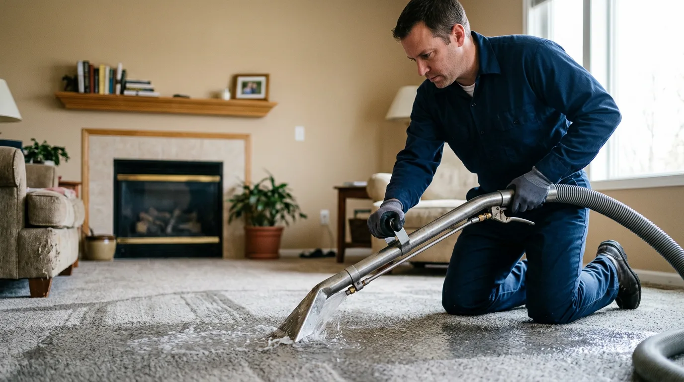 Water damage restoration technician working near Elmwood Park, IL